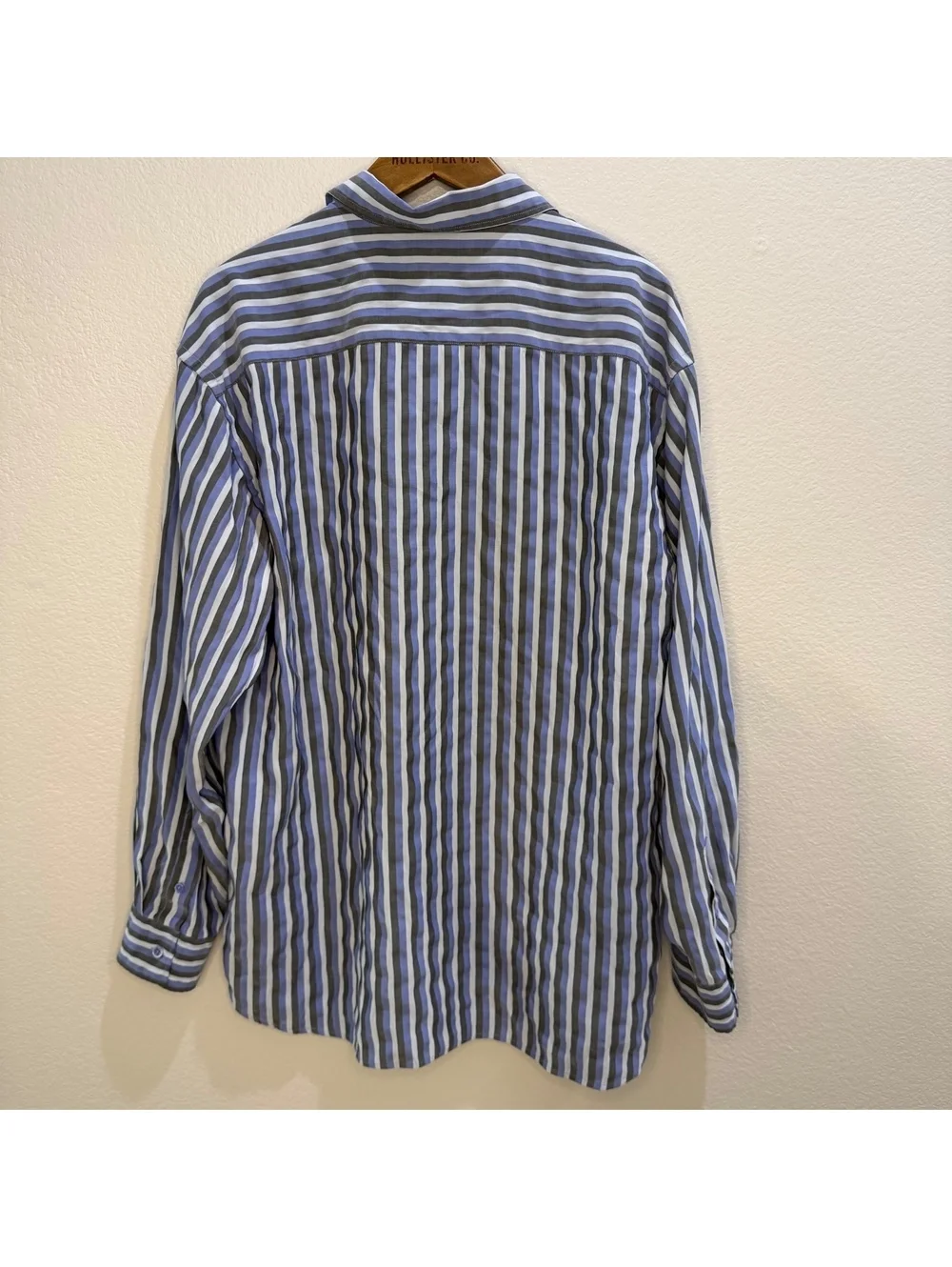 Ted Baker London Men's Striped Button-Up Shirt Size 4 Blue & Brown Cotton Blend